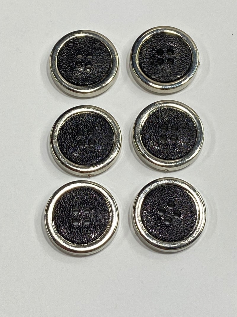 Karan Tuhafiye Karan Haberdashery Trench Coat Jacket Button Set 6 Piece Set / Black Silver / M004 - Image 3