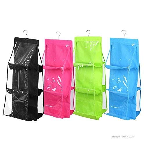 MOHAK 6 Pocket Large Clear Purse Handbag Hanging Storage Organizer Hanging Purse Organizer Hanging Bag - Image 4