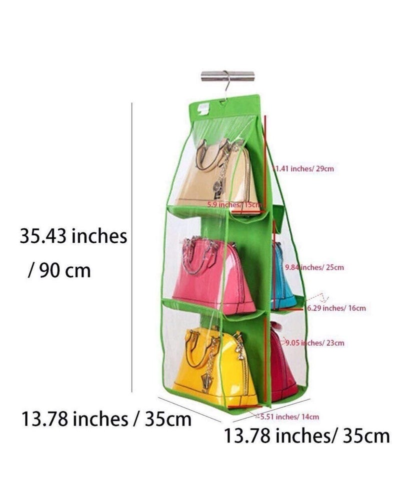 MOHAK 6 Pocket Large Clear Purse Handbag Hanging Storage Organizer Hanging Purse Organizer Hanging Bag - Image 5