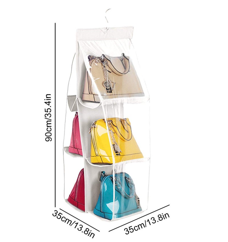 MOHAK 6 Pocket Large Clear Purse Handbag Hanging Storage Organizer Hanging Purse Organizer Hanging Bag - Image 3