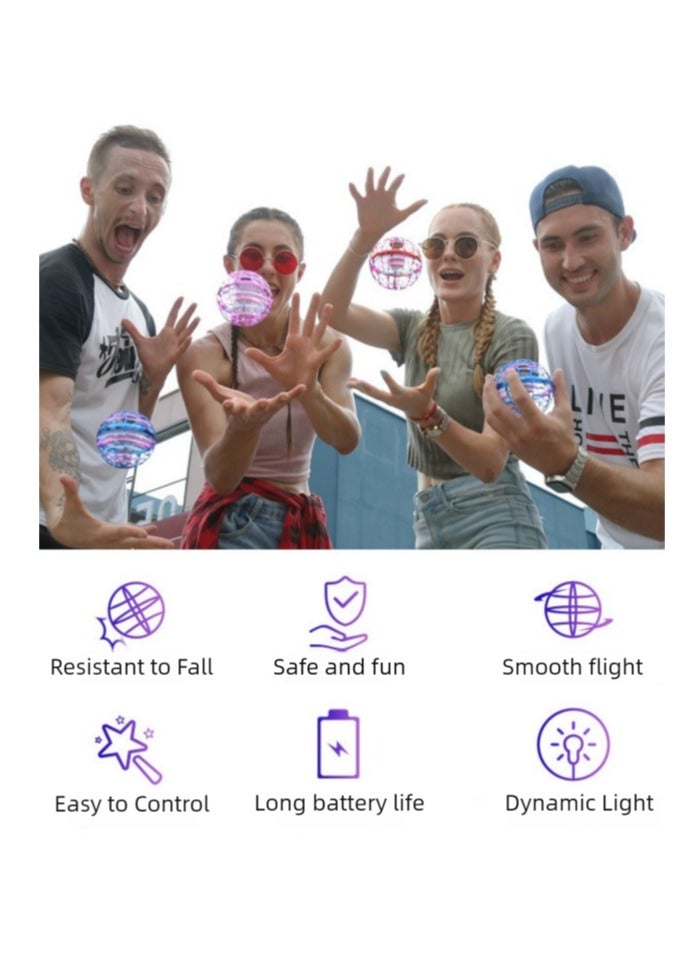 Flying Ball Toy, 360°Rotating Hand Controlled Magic LED Lights Controller,Mini Drone Boomerang Fly Spinners for Kids Adults Outdoor  - Image 3
