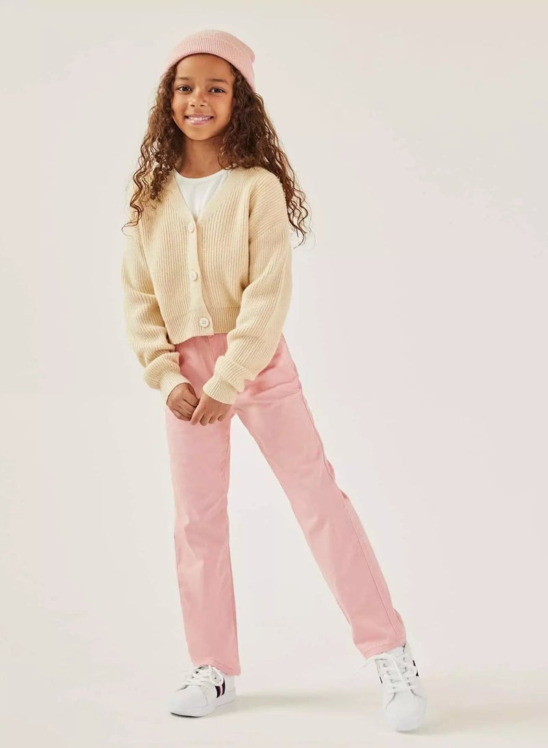 Girls Zipper Fly Solid Straight Leg Jeans  - Image 3