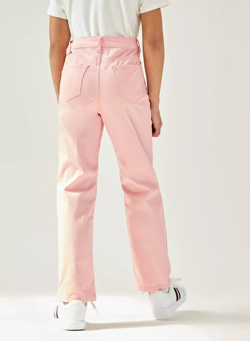Girls Zipper Fly Solid Straight Leg Jeans  - Image 2
