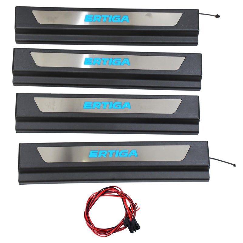 KMH (4 Pcs) Blue LED Light Door Entry Sill Plate Guard Protector Compatible with Maruti Suzuki Ertiga 2019-2023, Strong Build Anti-Scratch Foot Step Door Plate Guard Protection Accessories (Set of 4) - Image 5