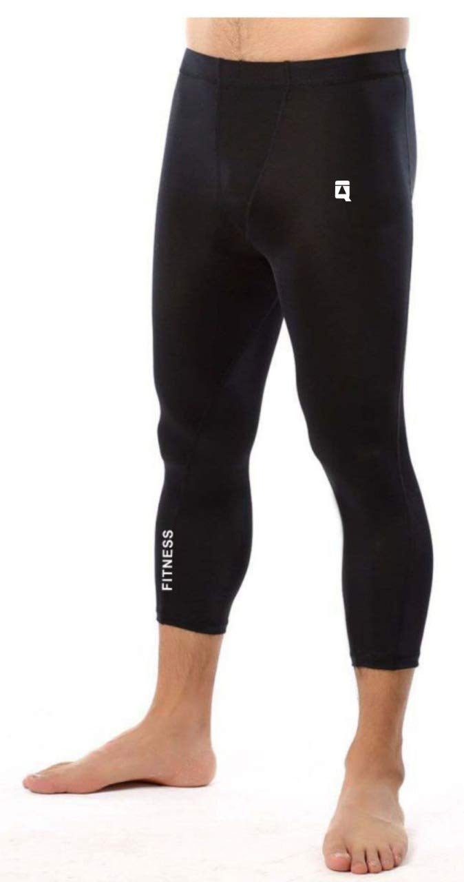 Quada 3/4 Men & Women Unisex Capri Length Compression Tights Fitness & Other Outdoor Inner Wear Multi Sports Cycling, Cricket, Football, Badminton, Gym (Black, Medium(29-30 Inch Waist)) - Image 3