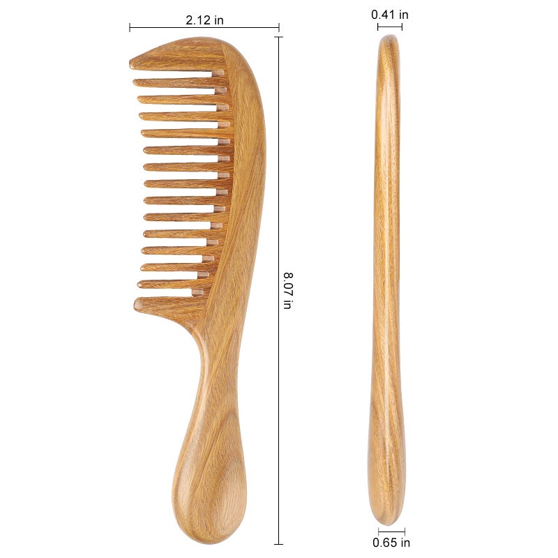 Onedor Handmade 100% Natural Green Sandalwood Hair Combs - Anti-Static Sandalwood Scent Natural Hair Detangler Wooden Comb (Wide Tooth),1 Count (Pack of 1) - Image 3
