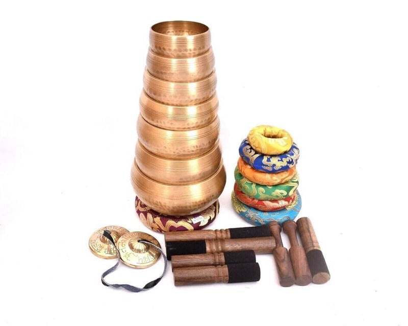 FASHERATI وعاء الغناء - أوعية الغناء التبتية للشفاء - أوعية الشاكرات - مطرقة (مجموعة من 7) - Image 4