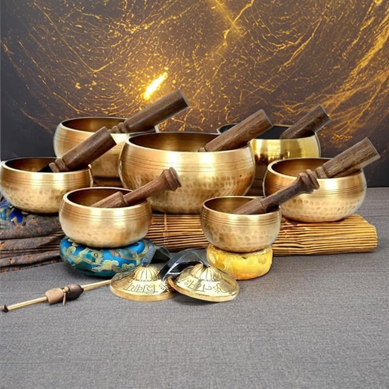 FASHERATI وعاء الغناء - أوعية الغناء التبتية للشفاء - أوعية الشاكرات - مطرقة (مجموعة من 7) - Image 1