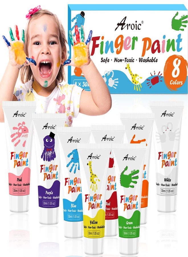 AROIC 8PCS Washable Finger Paint for Kids, Non-Toxic Finger Paints 8Colors, Art Supplies for Toddlers, Painting Supplies for Kids Boys Girls Gifts, Hand Paint DIY Crafts - Image 1