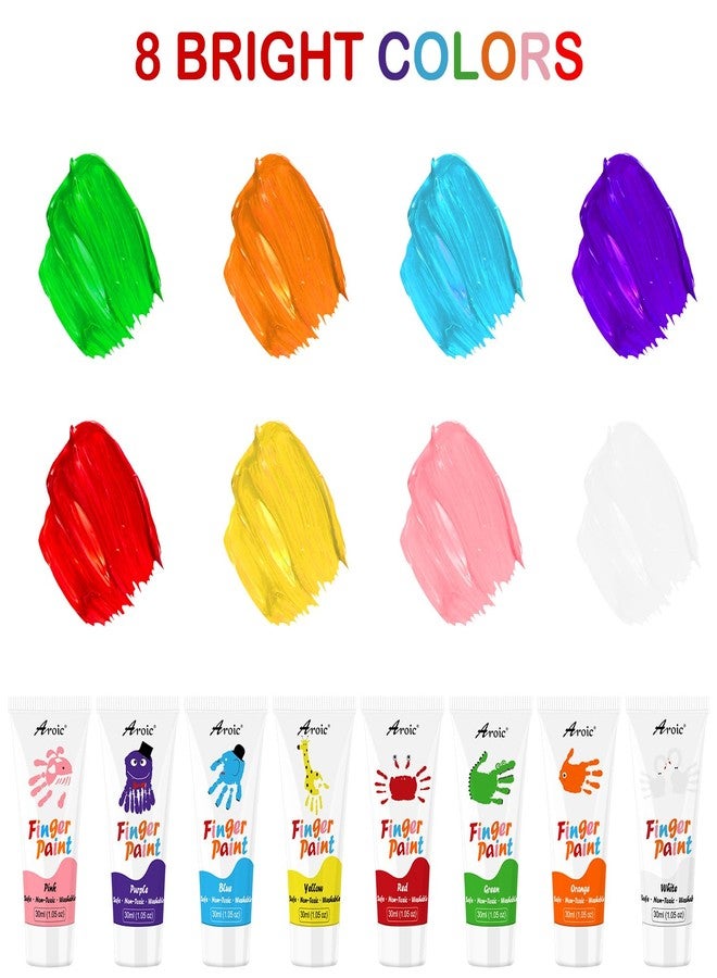 AROIC 8PCS Washable Finger Paint for Kids, Non-Toxic Finger Paints 8Colors, Art Supplies for Toddlers, Painting Supplies for Kids Boys Girls Gifts, Hand Paint DIY Crafts - Image 2