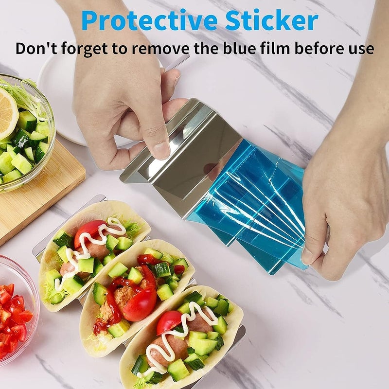 VUNEXO VUNEXO Taco Holders 4 Packs Stainless Steel Taco Stand Rack Tray Style by Oven Safe for Baking Dishwasher and Grill Safe  - Image 3