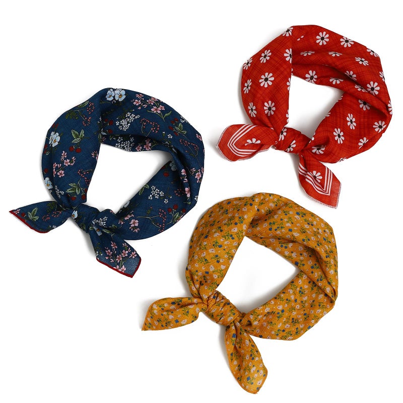THENEXTLOVE Soft Cotton Viscose Bandana 22''x22'' for Women and Men Multi-purpose Headband Hair Scarf Handkerchief as Gifts(C1-Colorful Flowers) - Image 1