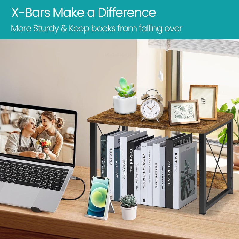 ELITEROO Desktop Printer Stand with Storage, Printer Stand Shelf Desk Organzier for Home/Office, Multi-Purpose Printer Riser Under Desk Small Table for Printer Fax Machine Copier (Rustic Brown) - Image 3