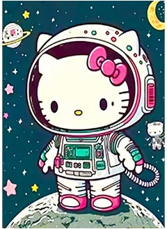 5D Diamond Painting Kits for Adults DIY Astronaut Hello Kitty Full Round Drill (11.8x15.7 inch) Embroidery Pictures Arts Paint by Number Kits Diamond Painting Kits for Home Wall Decor