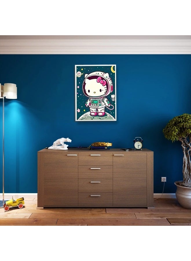 YALKIN - 5D Diamond Painting Kits for Adults DIY Astronaut Hello Kitty Full Round Drill (11.8x15.7 inch) Embroidery Pictures Arts Paint by Number Kits Diamond Painting Kits for Home Wall Decor - Image 1