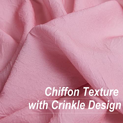 Purainbow Pink Ombre Chiffon Sheer Curtains 84 Inch Long for Living Room Bedroom Decor, Crinkle Gradient Semi Voile Grommet Top Window Curtain Drapes for Girls Room, Garden, Yard, Set of 2 Panels - Image 5