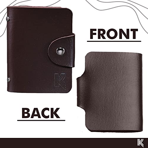 Kraptick Leather Credit Card Holder with Double-Sided Slots for Cards, Business Card Holder, ATM Card Holder for Women and Men- 24 Card Slots (Brown) - Image 2