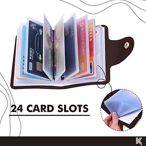 Kraptick Leather Credit Card Holder with Double-Sided Slots for Cards, Business Card Holder, ATM Card Holder for Women and Men- 24 Card Slots (Brown) - Image 4