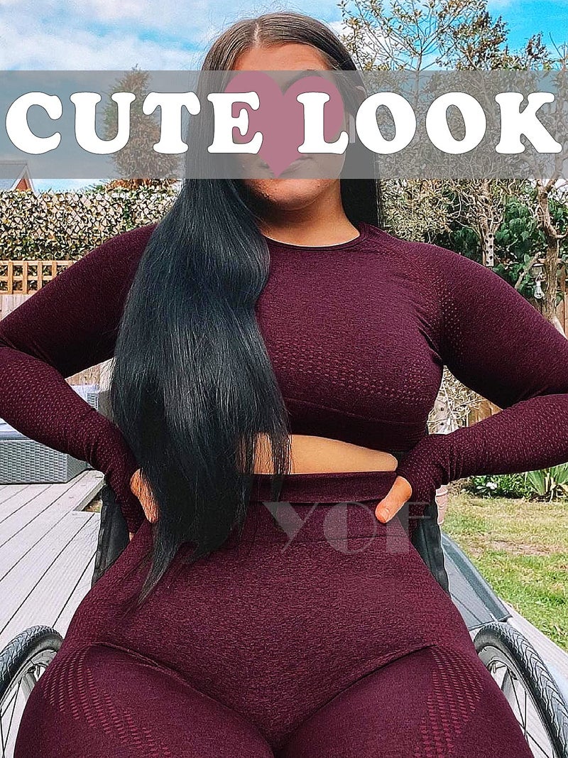 YOFIT Exercise Outfits for Women 2 Pieces Seamless Yoga Outfits Gym Crop Top and Leggings Set Tracksuits 2 Piece - Image 4