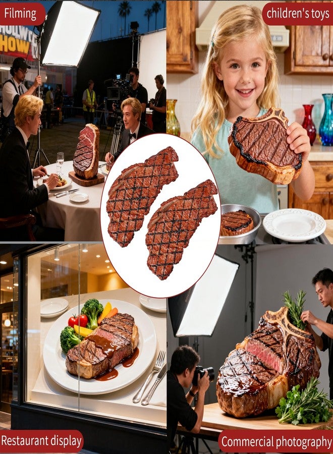 Patravious 2PCS Artificial Lifelike Steak Fake Cooked Roast Beef Simulated Food，Fake Meat，Realistic Play Food, Suitable for Scene Shooting、Movie Props、Posing Toys、Restaurant Props to Attract Customers - Image 4