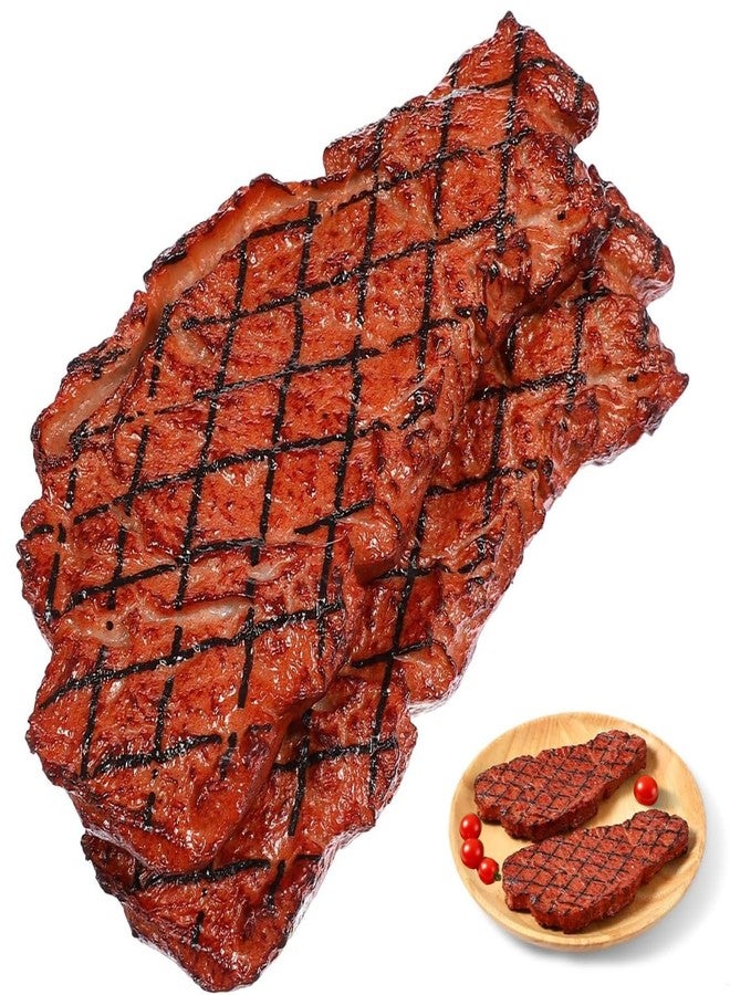 Patravious 2PCS Artificial Lifelike Steak Fake Cooked Roast Beef Simulated Food，Fake Meat，Realistic Play Food, Suitable for Scene Shooting、Movie Props、Posing Toys、Restaurant Props to Attract Customers - Image 3
