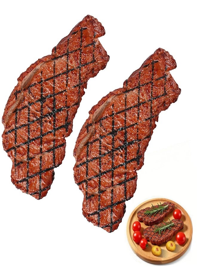 Patravious 2PCS Artificial Lifelike Steak Fake Cooked Roast Beef Simulated Food，Fake Meat，Realistic Play Food, Suitable for Scene Shooting、Movie Props、Posing Toys、Restaurant Props to Attract Customers - Image 1