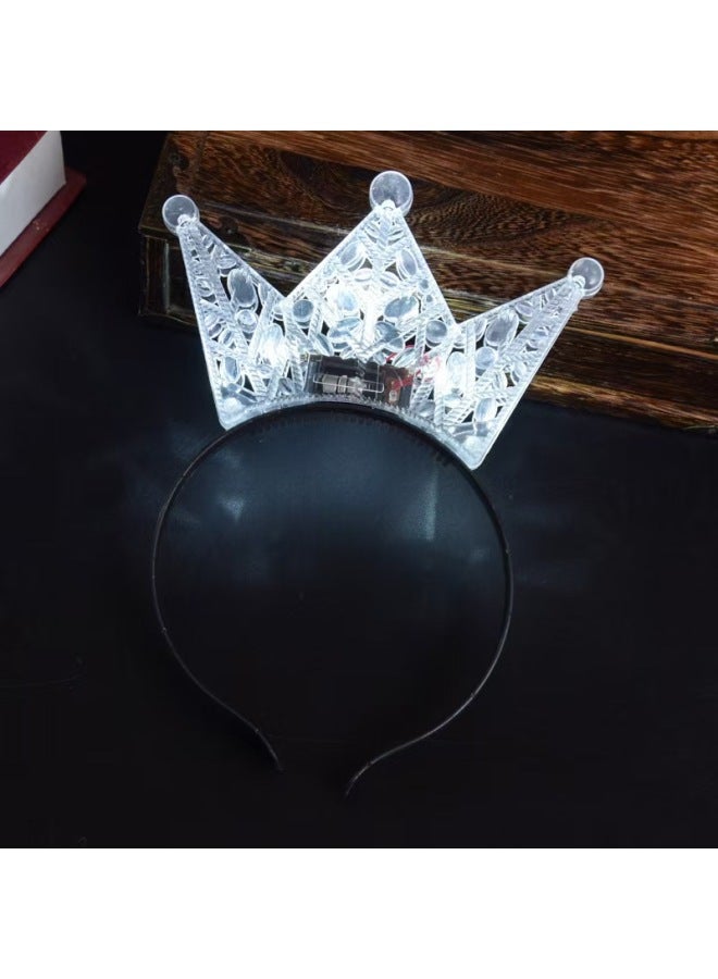 Led Flash Headband Glowing Birthday Crown Halloween Headwear Flash Hollow Crown Headband Stall Hot Sale-Color:Pink Hollow Crown - Image 5