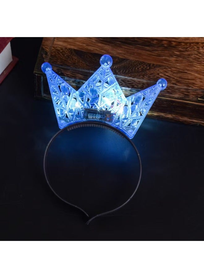 Led Flash Headband Glowing Birthday Crown Halloween Headwear Flash Hollow Crown Headband Stall Hot Sale-Color:Pink Hollow Crown - Image 3