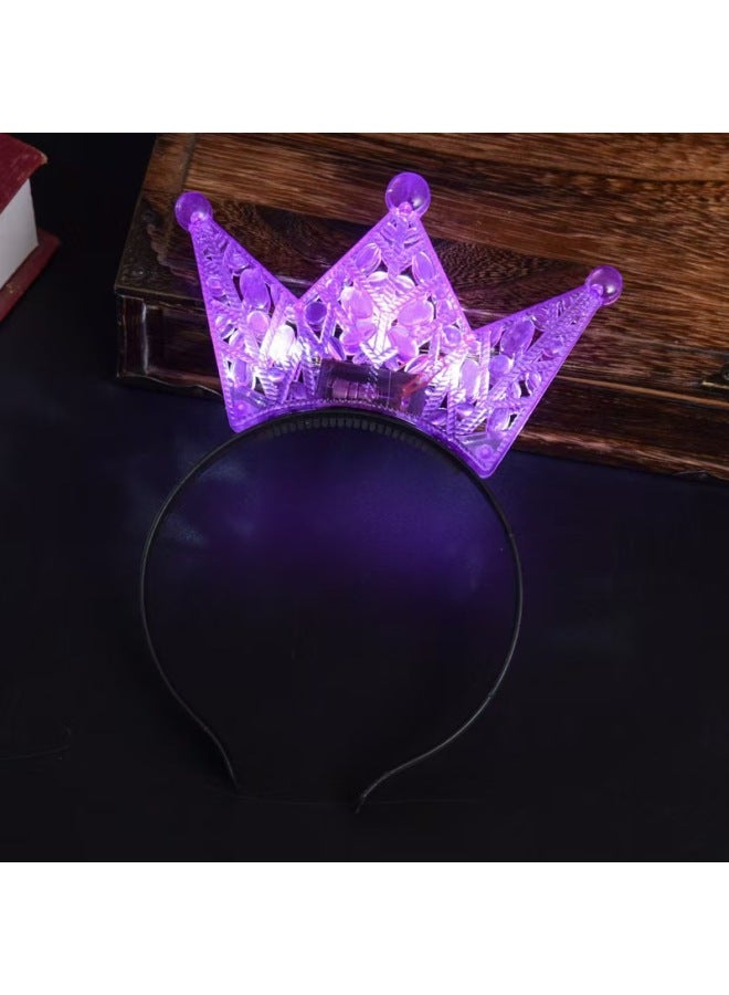 Led Flash Headband Glowing Birthday Crown Halloween Headwear Flash Hollow Crown Headband Stall Hot Sale-Color:Pink Hollow Crown - Image 4