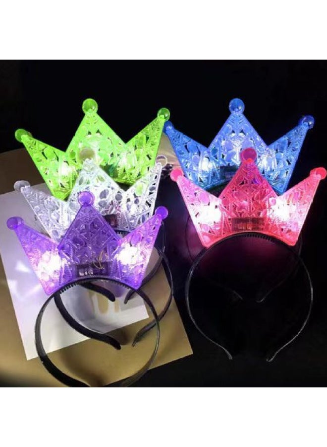 Led Flash Headband Glowing Birthday Crown Halloween Headwear Flash Hollow Crown Headband Stall Hot Sale-Color:Pink Hollow Crown - Image 2