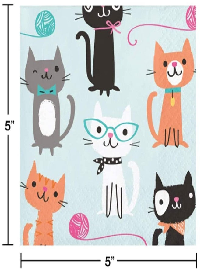 Creative Converting Party Creations Cat Party Dessert Plates (16) and Beverage Napkin (16) Bundle - Image 5