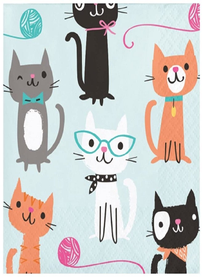 Creative Converting Party Creations Cat Party Dessert Plates (16) and Beverage Napkin (16) Bundle - Image 4