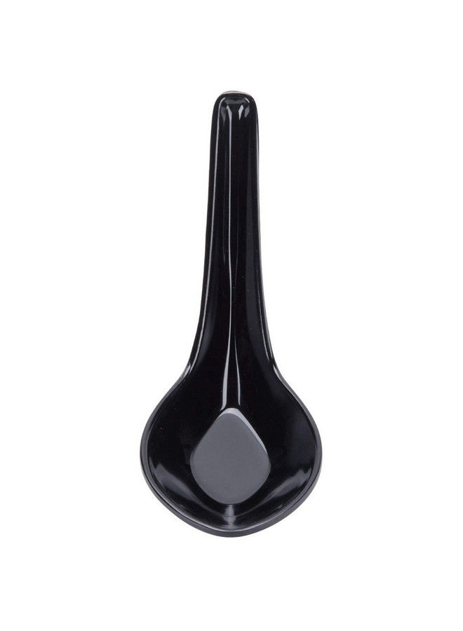 HAINE Unbreakable Pure Melamine Soup Spoons (13.5 cm), Pack of 6 (Black) - Image 3