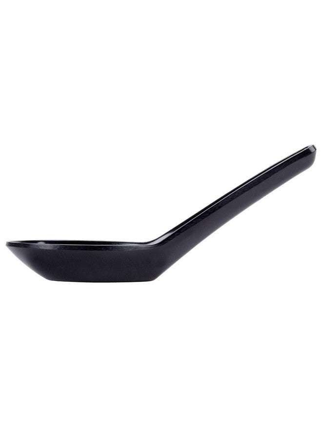 HAINE Unbreakable Pure Melamine Soup Spoons (13.5 cm), Pack of 6 (Black) - Image 2