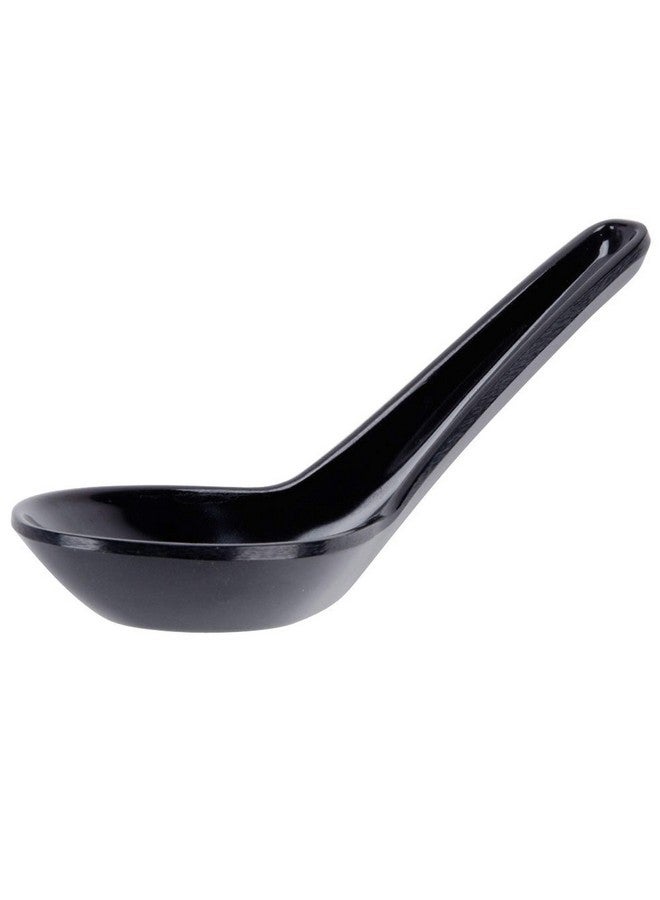 HAINE Unbreakable Pure Melamine Soup Spoons (13.5 cm), Pack of 6 (Black) - Image 1
