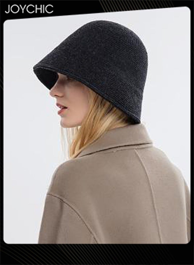 Joychic قبعة دلو دافئة بسيطة ذات لون موحد للنساء لخريف وشتاء في الهواء الطلق مقاومة للرياح - Image 3