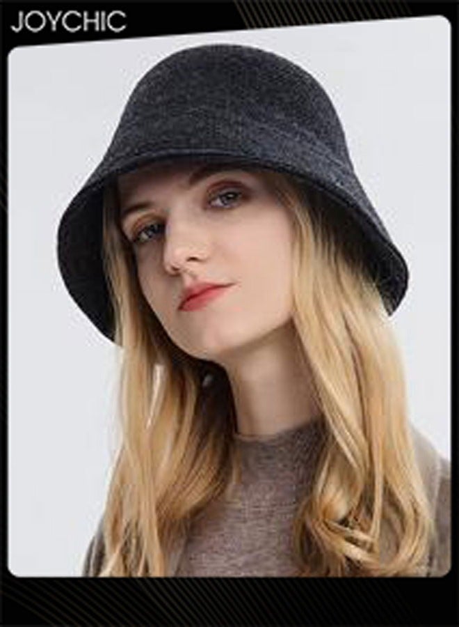 Joychic قبعة دلو دافئة بسيطة ذات لون موحد للنساء لخريف وشتاء في الهواء الطلق مقاومة للرياح - Image 1