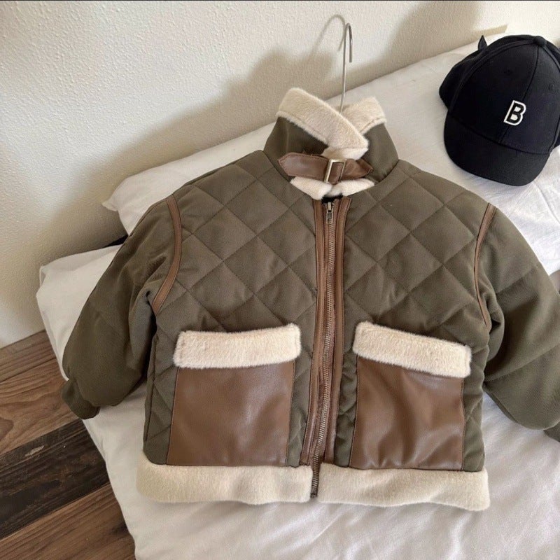 Boys' Winter New Cotton-Padded Jacket Fleece-Lined Thickened Warm Cotton-Padded Jacket For Boys And Children - Image 2