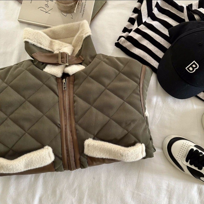 Boys' Winter New Cotton-Padded Jacket Fleece-Lined Thickened Warm Cotton-Padded Jacket For Boys And Children - Image 3