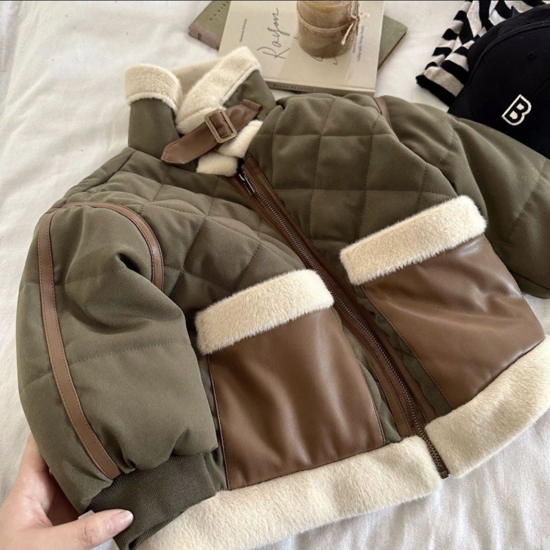 Boys' Winter New Cotton-Padded Jacket Fleece-Lined Thickened Warm Cotton-Padded Jacket For Boys And Children - Image 4