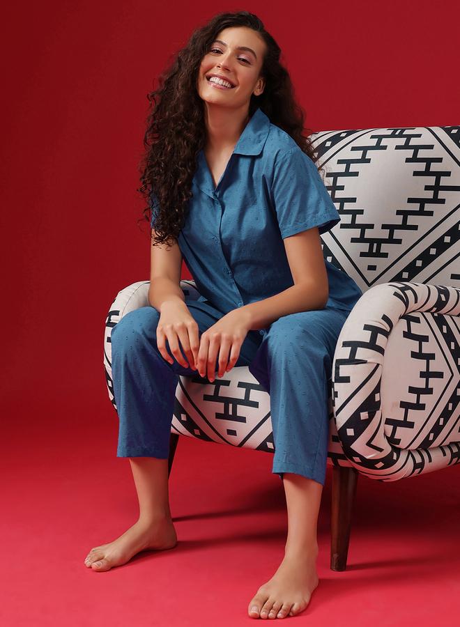 كلوفيا طقم قميص بأزرار مع بنطال بخيوط دوبي - Image 2