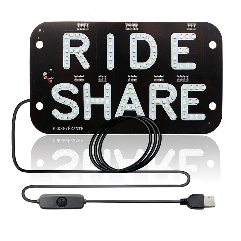 YSY Juren LED Car Window Accessory Sign RIDESHARE for Ride Share Drivers Taxi Light (ICE blue) - Image 1