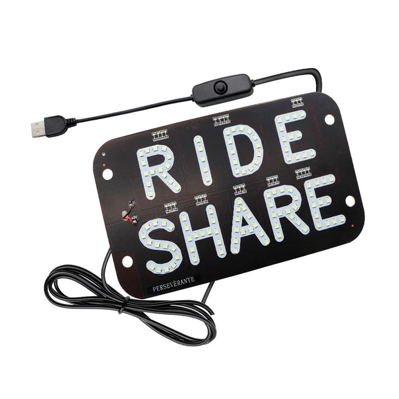 YSY Juren LED Car Window Accessory Sign RIDESHARE for Ride Share Drivers Taxi Light (ICE blue) - Image 2