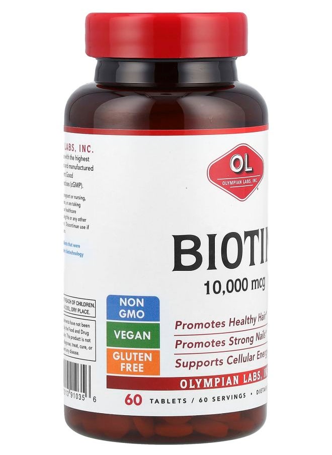 Olympian Labs Biotin Maximum Strength 10000 mcg 60 Tablets  - Image 2