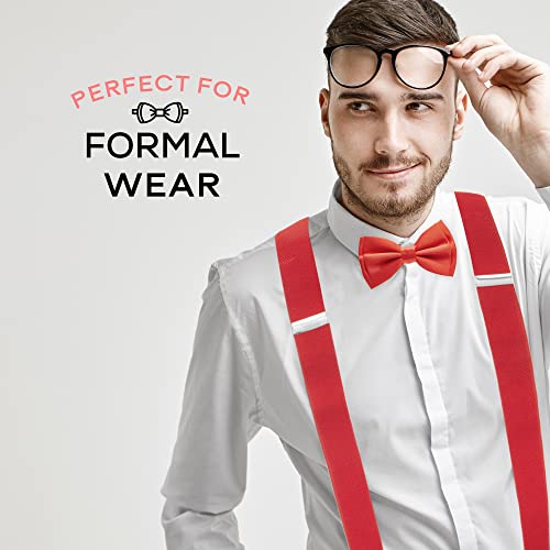 Man of Men Red Bow Tie and Suspenders - Red Suspenders for Men, Bow Tie and Suspender For Men and Women, Bowtie Set Boys - Image 5