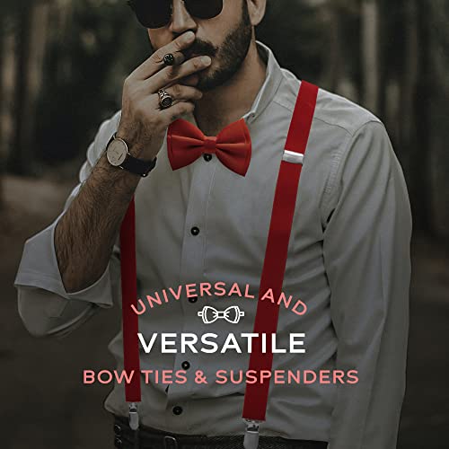 Man of Men Red Bow Tie and Suspenders - Red Suspenders for Men, Bow Tie and Suspender For Men and Women, Bowtie Set Boys - Image 3