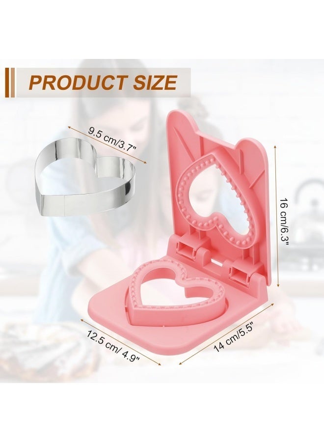 Sandwich Maker Sealer Cutter, Upgraded Cutter and Sealer Sandwich Molds, Heart Shape Uncrustable Sandwich Maker Sealer Press Bread Cookie Cutter (Pink) - Image 2