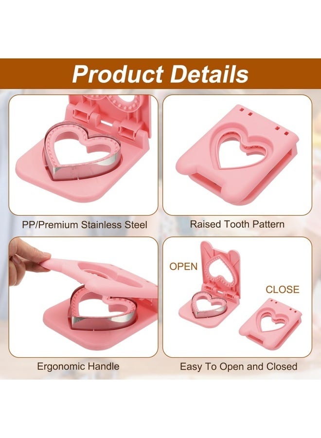 Sandwich Maker Sealer Cutter, Upgraded Cutter and Sealer Sandwich Molds, Heart Shape Uncrustable Sandwich Maker Sealer Press Bread Cookie Cutter (Pink) - Image 3