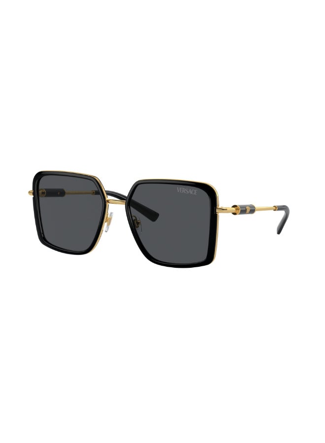 VERSACE Women Square Shape Metal Sunglasses 2261 - Lens Size: 56 Mm - Black - Image 1