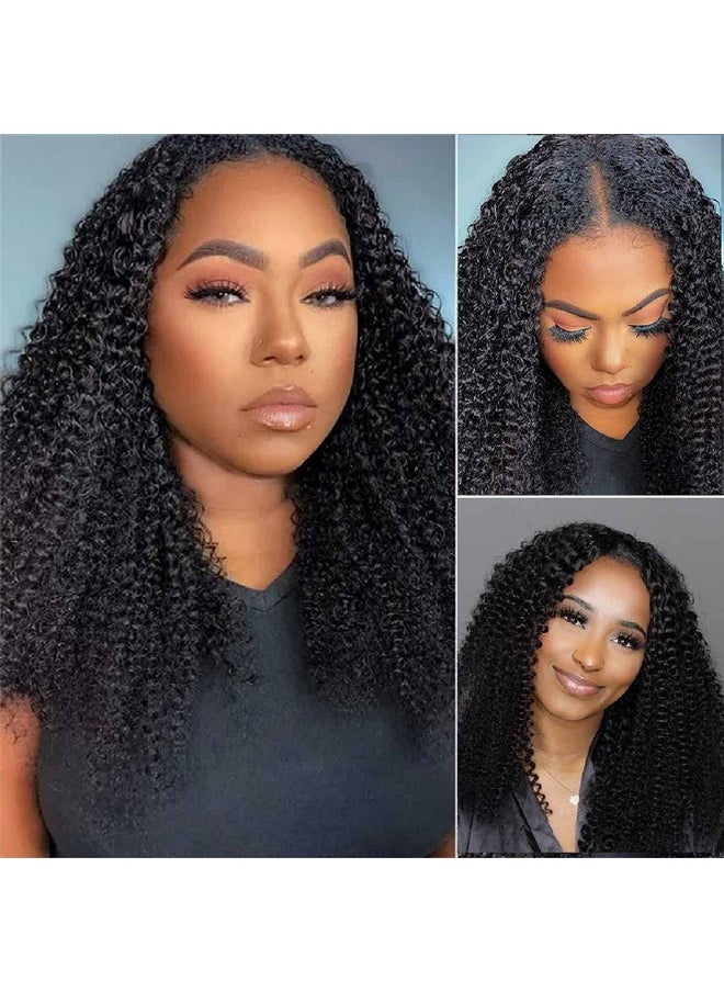 DOMISO Omiso V Part Wigs Brazilian Kinky Curly Human Hair Wigs For Black Women 180% Density Glueless V Shape Wigs No Leave Out No Sew In Upgrade U Part Wigs Full Head Clip In Natural Black Color 22 Inch  - Image 1